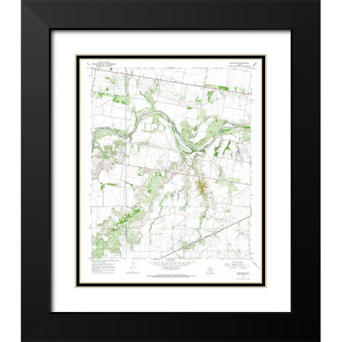 Bomarton Texas Quad - USGS 1966 Black Modern Wood Framed Art Print with Double Matting by USGS