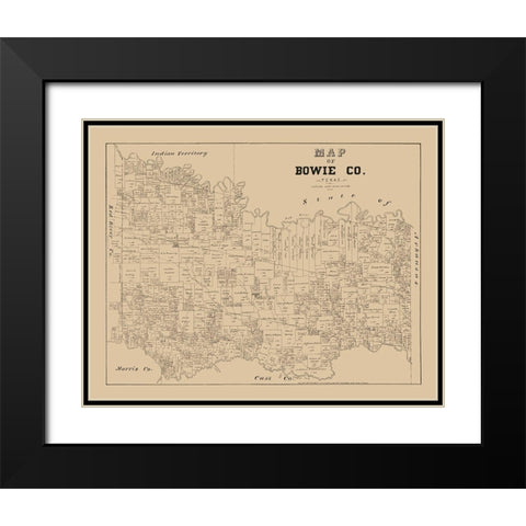 Bowie County Texas - Walsh 1879 Black Modern Wood Framed Art Print with Double Matting by Walsh