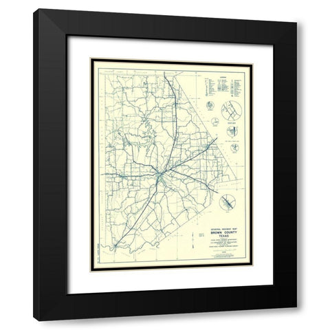 Brown Texas Highway - Highway Dept 1940 Black Modern Wood Framed Art Print with Double Matting by Highway Dept
