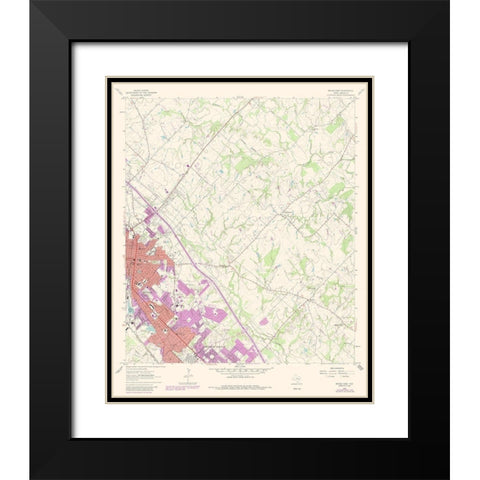 East Bryan Texas Quad - USGS 1962 Black Modern Wood Framed Art Print with Double Matting by USGS