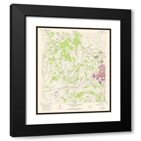 West Bryan Texas Quad - USGS 1962 Black Modern Wood Framed Art Print with Double Matting by USGS