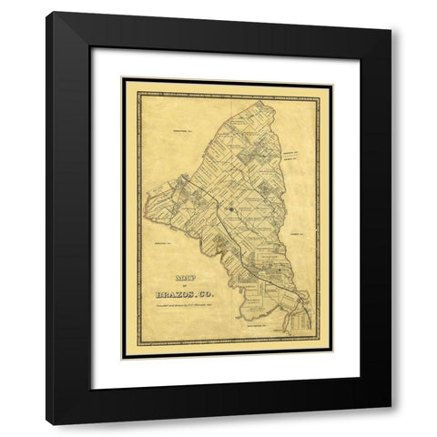 Brazos County Texas - Stremme 1867 Black Modern Wood Framed Art Print with Double Matting by Stremme
