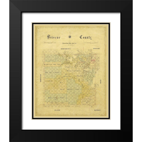 Briscoe County Texas - 1881 Black Modern Wood Framed Art Print with Double Matting by Unknown