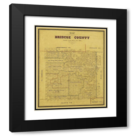 Briscoe County Texas - Blau 1885 Black Modern Wood Framed Art Print with Double Matting by Blau