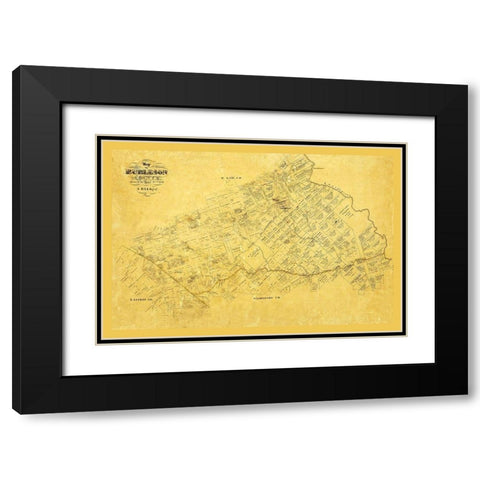 Burleson County Texas - Martin 1856 Black Modern Wood Framed Art Print with Double Matting by Martin