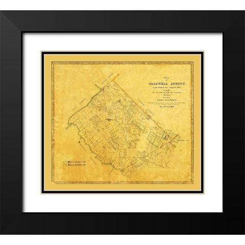Caldwell County Texas - Rosenberg 1861 Black Modern Wood Framed Art Print with Double Matting by Rosenberg