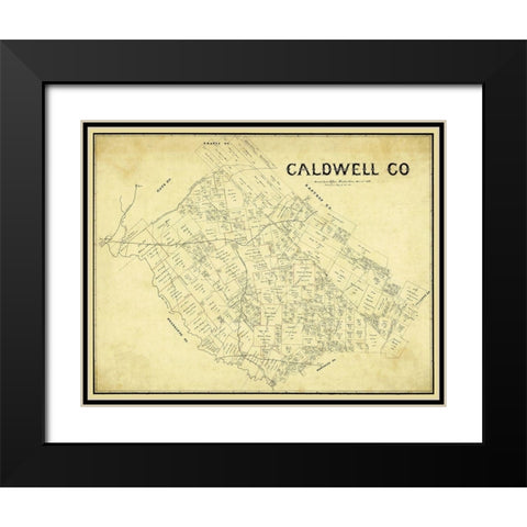 Caldwell County Texas - 1896 Black Modern Wood Framed Art Print with Double Matting by Unknown
