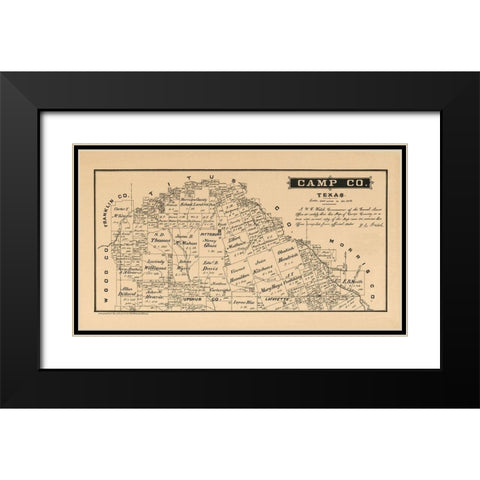 Camp County Texas - Walsh 1879 Black Modern Wood Framed Art Print with Double Matting by Walsh