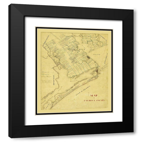 Calhoun County Texas - 1863 Black Modern Wood Framed Art Print with Double Matting by Unknown