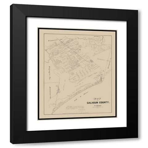 Calhoun County Texas - Walsh 1879 Black Modern Wood Framed Art Print with Double Matting by Walsh
