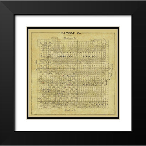 Carson County Texas - 1878 Black Modern Wood Framed Art Print with Double Matting by Unknown