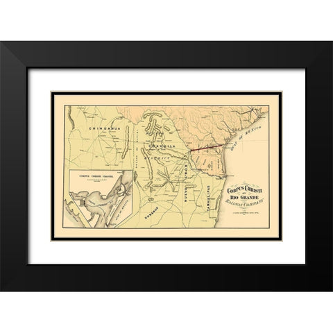 Corpus Christi and Rio Grande Railway 1874 Black Modern Wood Framed Art Print with Double Matting by Bien
