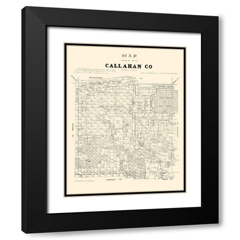 Callahan County Texas - Walsh 1879 Black Modern Wood Framed Art Print with Double Matting by Walsh