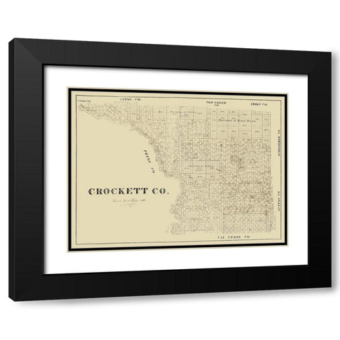 Crockett County Texas -1894 Black Modern Wood Framed Art Print with Double Matting by Unknown