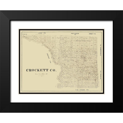 Crockett County Texas -1894 Black Modern Wood Framed Art Print with Double Matting by Unknown