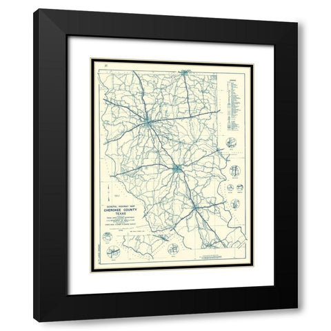 Cherokee Texas Highway - Highway Dept 1936 Black Modern Wood Framed Art Print with Double Matting by Highway Dept