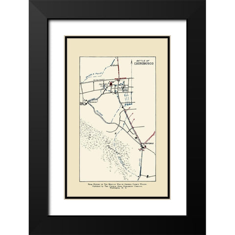 Churubusco Battle 1892 Black Modern Wood Framed Art Print with Double Matting by Church News Publishing