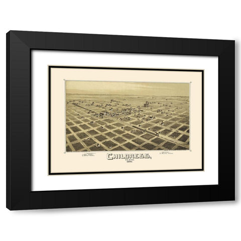 Childress Texas - Fowler 1890 Black Modern Wood Framed Art Print with Double Matting by Fowler