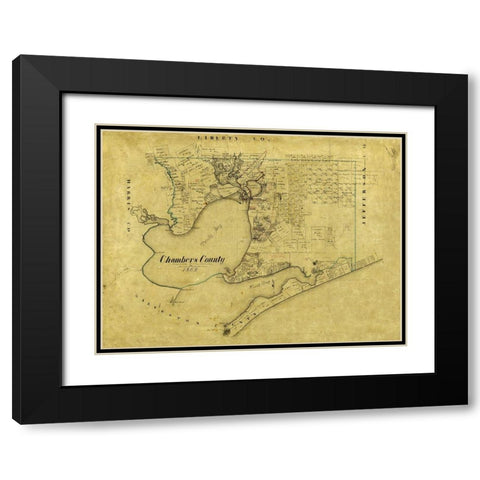 Chambers County Texas - Bieberstein 1862 Black Modern Wood Framed Art Print with Double Matting by Bieberstein