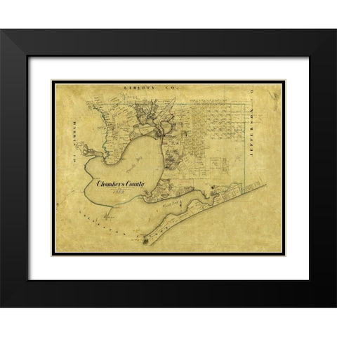 Chambers County Texas - Bieberstein 1862 Black Modern Wood Framed Art Print with Double Matting by Bieberstein