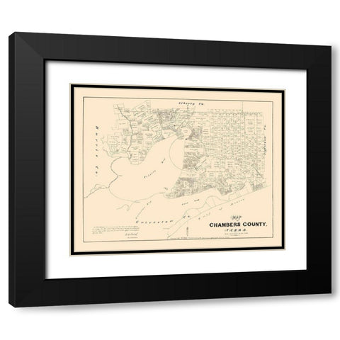 Chambers County Texas - Walsch 1879 Black Modern Wood Framed Art Print with Double Matting by Walsh