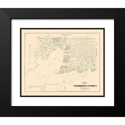 Chambers County Texas - Walsch 1879 Black Modern Wood Framed Art Print with Double Matting by Walsh