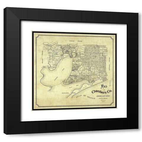Chambers County Texas - 1901 Black Modern Wood Framed Art Print with Double Matting by Unknown