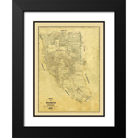 Cherokee County Texas - Arlitt 1877 Black Modern Wood Framed Art Print with Double Matting by Arlitt