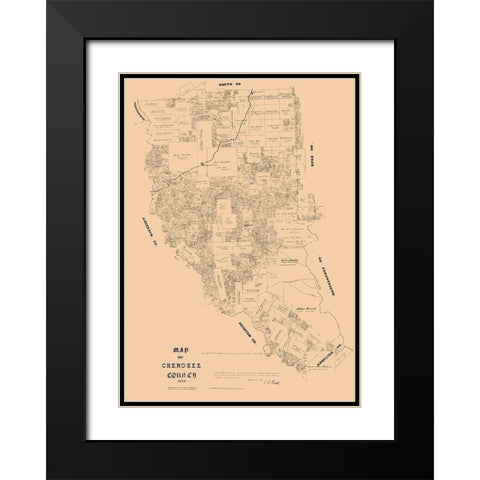 Cherokee County Texas - Walsh 1879 Black Modern Wood Framed Art Print with Double Matting by Walsh
