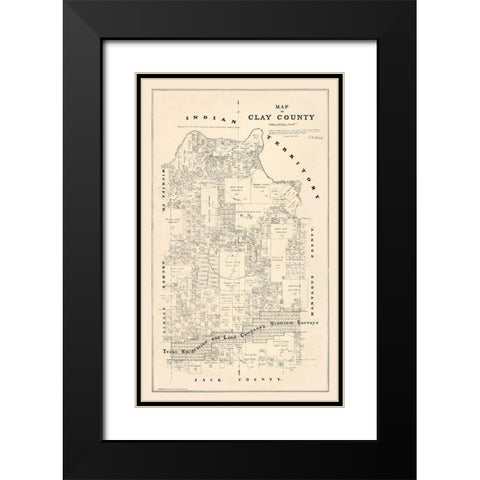 Clay County Texas - Walsh 1880 Black Modern Wood Framed Art Print with Double Matting by Walsh