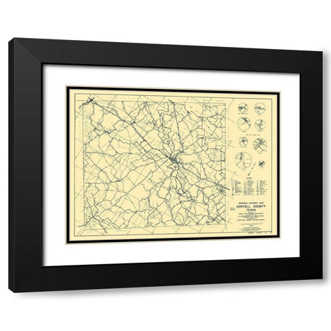 Coryell Texas Highway - Highway Dept 1936 Black Modern Wood Framed Art Print with Double Matting by Highway Dept