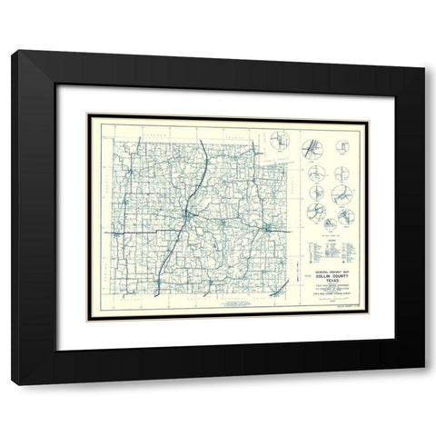 Collin Texas Highway - Highway Dept 1936 Black Modern Wood Framed Art Print with Double Matting by Highway Dept