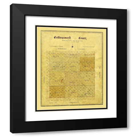 Collingsworth County Texas - 1880 Black Modern Wood Framed Art Print with Double Matting by Unknown
