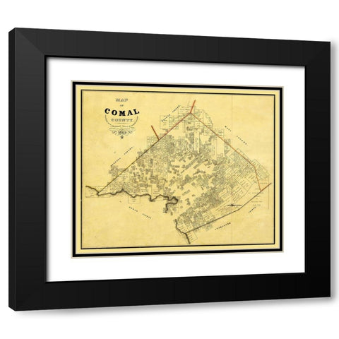 Comal County Texas - Rosenberg 1862 Black Modern Wood Framed Art Print with Double Matting by Rosenberg