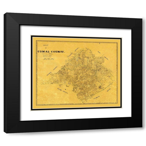 Comal County Texas - Groos 1874 Black Modern Wood Framed Art Print with Double Matting by Groos
