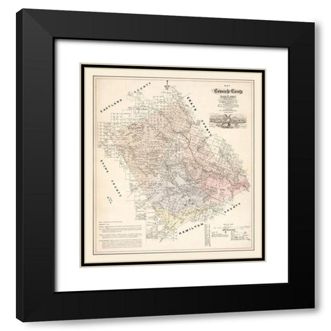 Comanche County Texas - Roessler 1876 Black Modern Wood Framed Art Print with Double Matting by Roessler