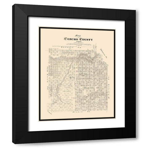 Concho County Texas - Walsh 1879 Black Modern Wood Framed Art Print with Double Matting by Walsh