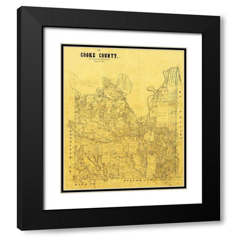 Cooke County Texas - 1868 Black Modern Wood Framed Art Print with Double Matting by Unknown