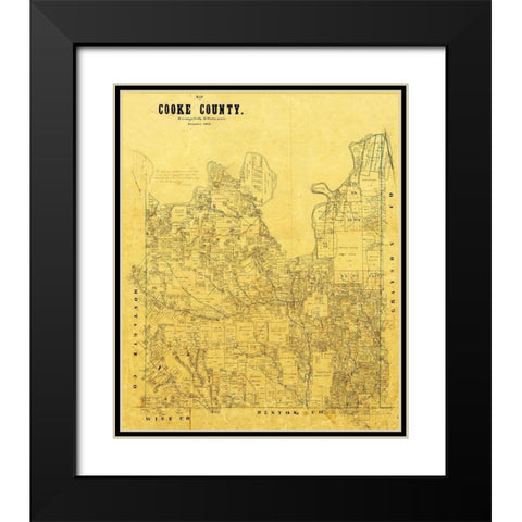 Cooke County Texas - 1868 Black Modern Wood Framed Art Print with Double Matting by Unknown