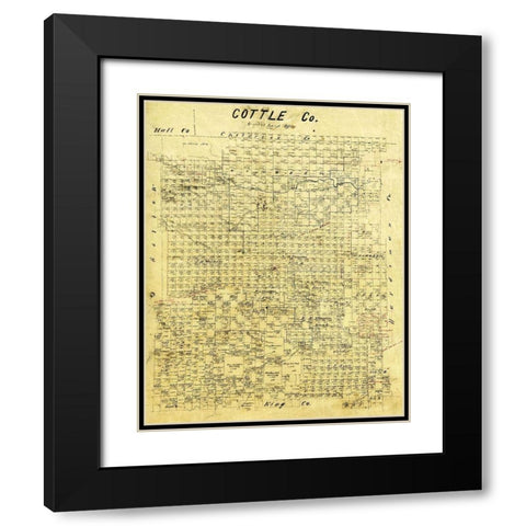 Cottle County Texas - 1883 Black Modern Wood Framed Art Print with Double Matting by Unknown