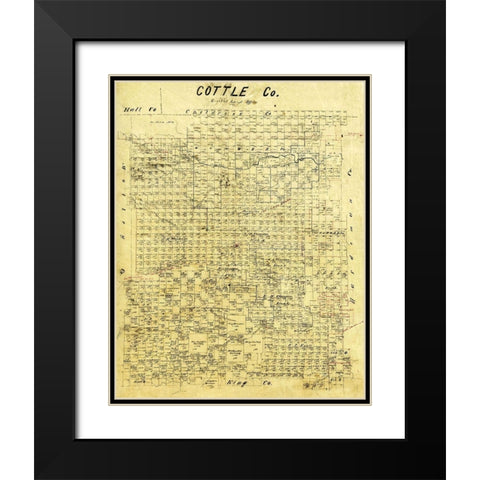 Cottle County Texas - 1883 Black Modern Wood Framed Art Print with Double Matting by Unknown