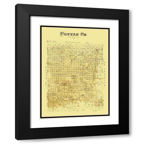 Cottle County Texas - 1890 Black Modern Wood Framed Art Print with Double Matting by Unknown