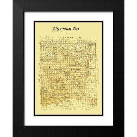 Cottle County Texas - 1890 Black Modern Wood Framed Art Print with Double Matting by Unknown