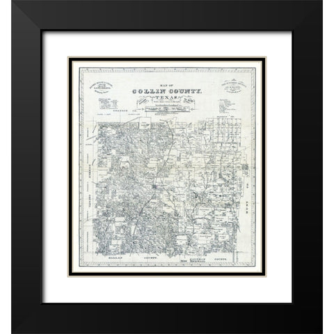 Collin County Texas - Gast 1881 Black Modern Wood Framed Art Print with Double Matting by Gast