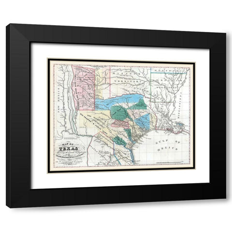 Texas - Colorado River - Konen Marche 1835 Black Modern Wood Framed Art Print with Double Matting by Marche