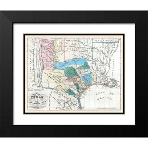 Texas - Colorado River - Konen Marche 1835 Black Modern Wood Framed Art Print with Double Matting by Marche