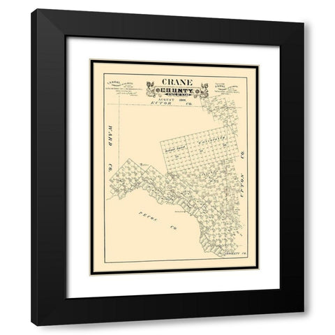 Crane County Texas - 1889 Black Modern Wood Framed Art Print with Double Matting by Unknown