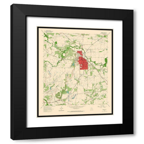 Coleman Texas Quad - USGS 1963 Black Modern Wood Framed Art Print with Double Matting by USGS