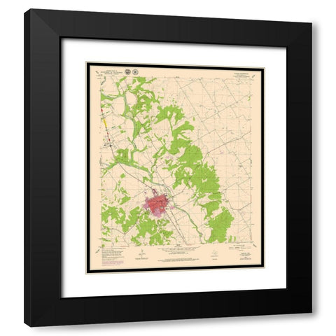 Clifton Texas Quad - USGS 1955 Black Modern Wood Framed Art Print with Double Matting by USGS