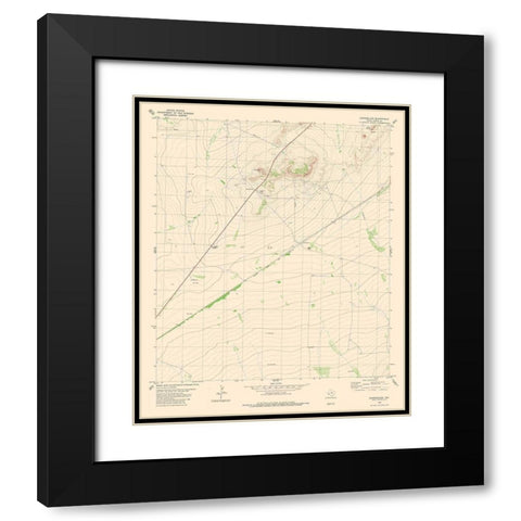 Chancellor Texas Quad - USGS 1980 Black Modern Wood Framed Art Print with Double Matting by USGS